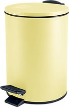 Spirella Poubelle à pédale Cannes - jaune - 3 litres - métal - L17 x H25 cm - fermeture soft- WC/salle de bain