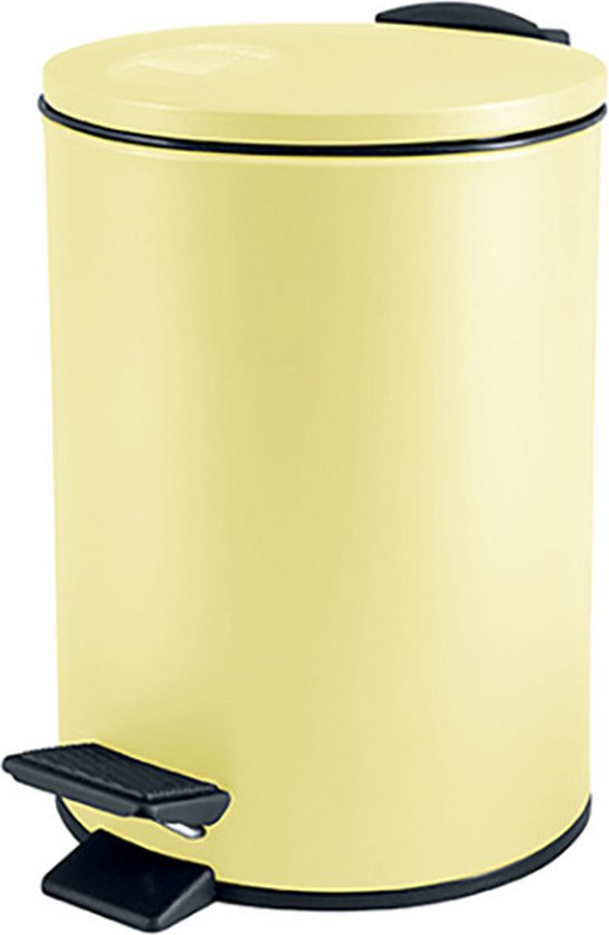 Spirella Pedaalemmer Cannes - geel - 3 liter - metaal - L17 x H25 cm - soft-close - toilet/badkamer