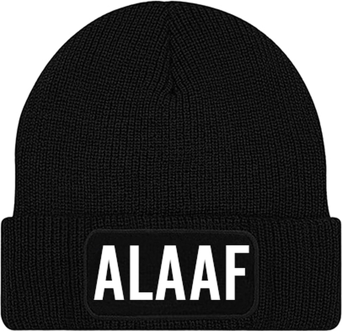 ALAAF muts - Zwart (witte letters) - Beanie - One Size - Uniseks - Grappige teksten | Designs - Wintersport - Aprés ski muts - Ik ben vandaag zo vrolijk - Cadeau