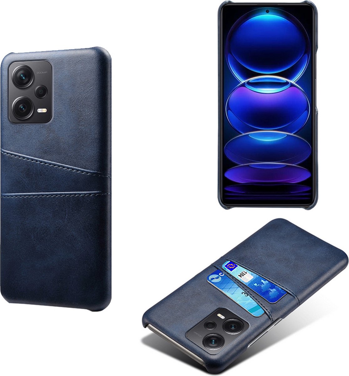 Backcover met Opbergvakjes + PMMA Screenprotector voor Xiaomi Redmi Note 12 Pro 5G _ Blauw