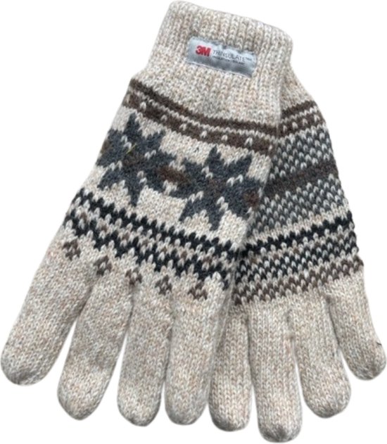 Dames handschoenen winter - Thinsulate voering - Noors motief beige - One size