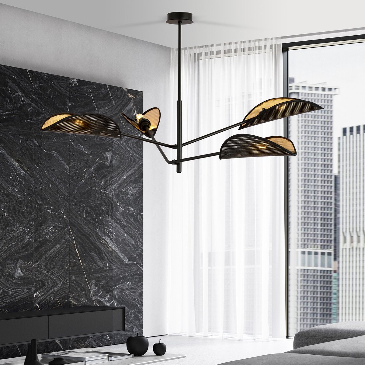 Emibig Skanderborg 4x E14 prachtige zwarte hanglamp en vleugels - Perfecte verlichting voor elke ruimte