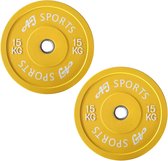 AJ-Sports Halterschijven Rubber 15 kg 2 stuks - halterschijf 50 mm - Gewichten set - Halters - Halterset - Halterstang - Halterbank - Fitness - Krachttraining