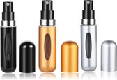 CMJ - Set van 3 Parfum verstuivers - Goud, Zwart & Zilver - 5ml - Lipstickformaat - Navulbaar - Handig voor onderweg - Luxe