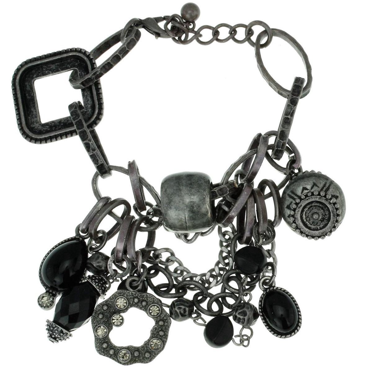 Behave - armband met zwarte hangers en schakels - edgy avondstijl