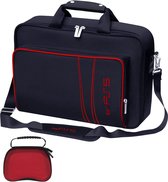 Livano Bag Convient pour PS5 - Étui - Convient pour Playstation 5 - Valise - Étui de transport - Sac - Sac de rangement - Sac de voyage - Zwart & Rouge