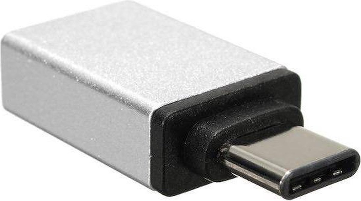 *** USB C naar USB A - OTG Adapter - USB 3.0 - GRIJS/ZILVER - Compatibel met iPad, Macbook & Chromebook - van Heble® ***