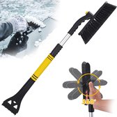 Car Ice Scraper & Snow Brush (2 in 1) Easy to Assemble, Retractable Winter Broom with Non-Slip Foam Handle for Car Windscreen and Window, Suitable for Trucks and SUVs, Yellow