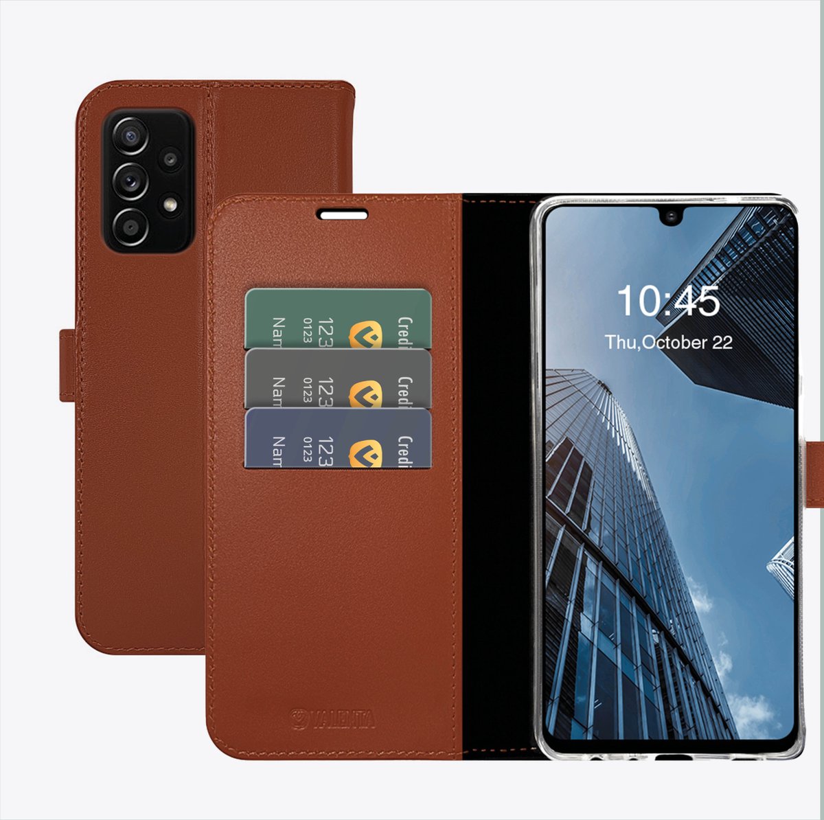 Valenta Book Case Hoesje - Echt leer - Samsung Galaxy A33 5G - Bruin - Bookcase Portemonnee