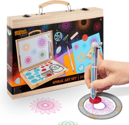 Spirograaf voor Kinderen 24pcs - Knutselpakketten - Spirograph - Creatief Tekenen en Knutselen - Tekenset - Luxe Houten opbergkoffer