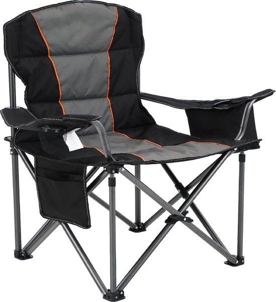 eSituro Campingstoel, inklapbaar, visstoel, opvouwbaar, klapstoel met afneembare voetsteun, bekerhouder, draagtas, strandstoel met verstelbare rugleuning, campingligstoel SCPC0006