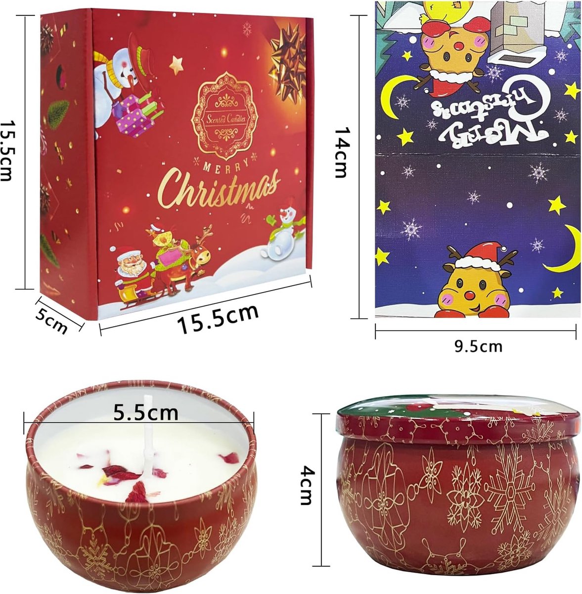 thumbnail: Geurkaarsen Set 4 Stuks - Sojawas Kaarsen In Glas Voor Ontspanning, Cadeau Voor Vrouwen, Kerst & Spa Avond