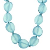 Behave Long collier bleu en corde et ruban avec perles en forme de cœur
