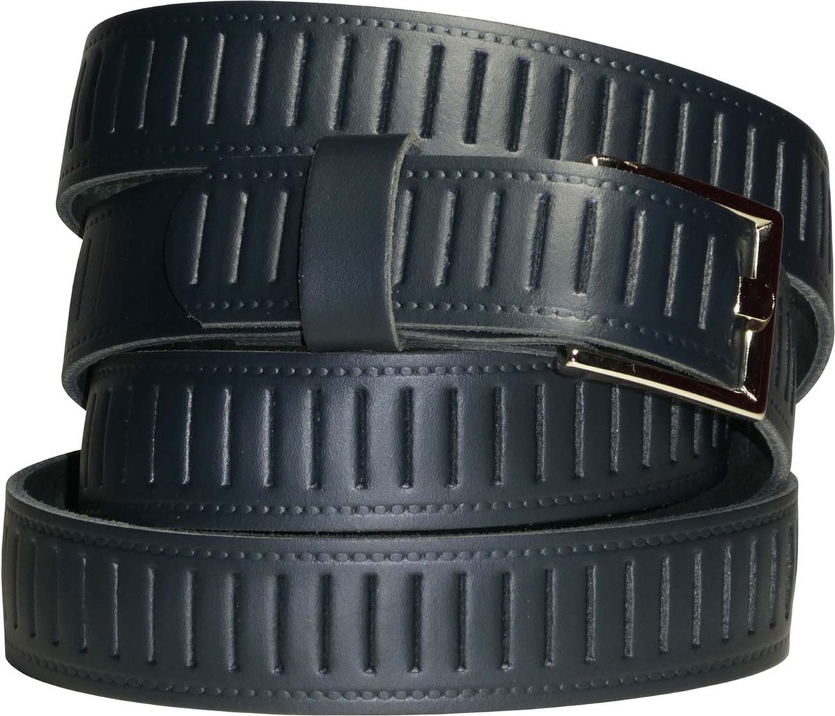 Pierre Mouton Sleufriem - Kledingriem - Leer - Splitleder - Volwassenen - Heren - Donkerblauw - 30mm - 120cm