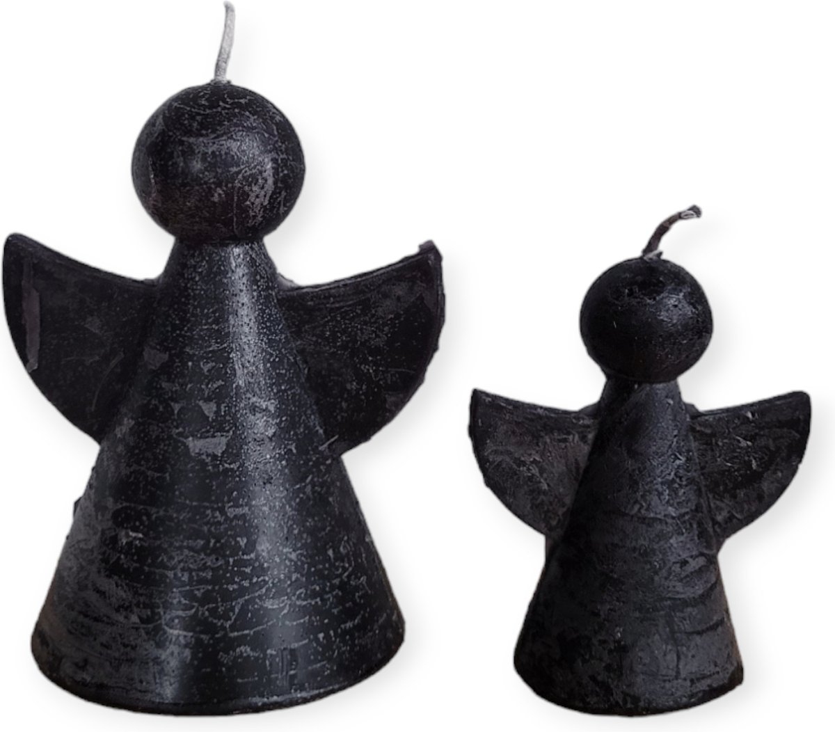Home Society - Set/2 - Engelkaarsjes - Maat L&S - Zwart - 11,5 en 8 cm hoog - Kerst