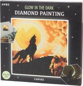 Diamond paint - Glow in the dark - Canvas - Kinderen/volwassenen - Knutselen - Tekenen - plakken - Wolf - 5+ - Diamond paint 20x20cm.