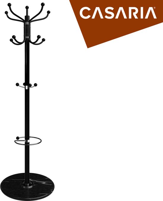 Porte-manteau CASARIA - Rotatif à 360° 14 Crochet 37x37x175cm - Zwart