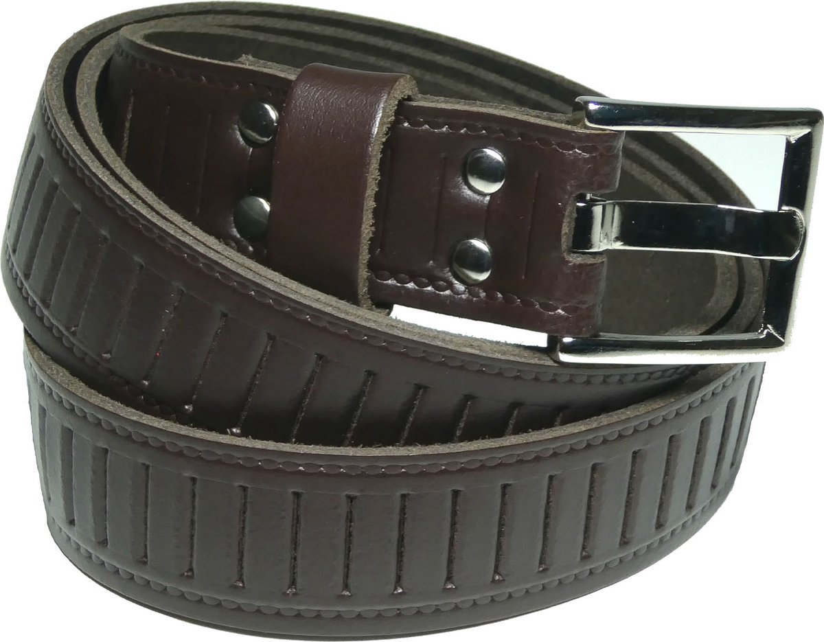 Pierre Mouton Sleufriem - Kledingriem - Leer - Splitleder - Volwassenen - Heren - Bruin - 30mm - 120cm