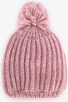 Gebreide meisjes muts met pompon roze - 100% Acryl - Extra zacht