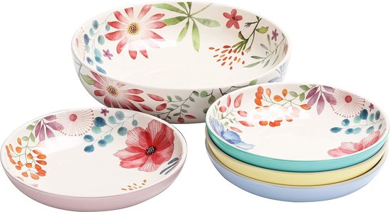 vtwonen - Painted Slakom - Blauw, Wit - Porselein - 23.5cm