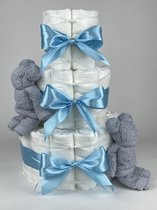 Chouette-Chouette | Luiertaart Jongen | Kraamcadeau | Geboorte Jongen | Babyshower | Beren Grijs - hemels Blauw