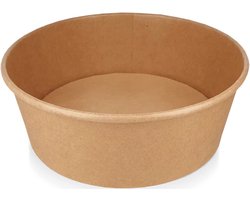 100 Stuks Kartonnen Saladebakjes met deksel - 1000 ml Kraft Salade bowl - pokébowl - saladebakken met deksel - 1000cc - bruin bakje - Ronde saladeschaal met deksel - 1000ml - lunchbox - rond bakje - bakje - bakjes met deksel - takeaway bakjes
