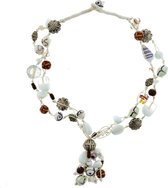 Behave Witte ketting met glas en keramieke kralen