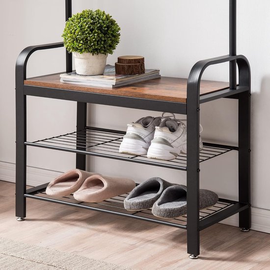 Halboom met verwijderbare haken en 2-Tier Schoenstand, Industriële