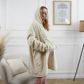 Flanellen fleece Oversized Hoodie plaid Beige – One Size