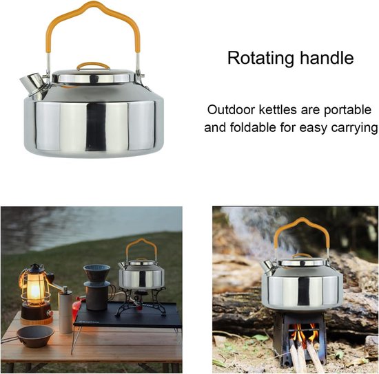 Foto: Camping theeketel koffiepot ketel servies theepot en roestvrijstalen mok kookgerei ideaal voor buiten picknick wandelen 1 0 l