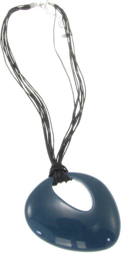 Behave - Ketting - Koord - Petrol Blauwe Hanger van 7.5 cm in Artistiek Design