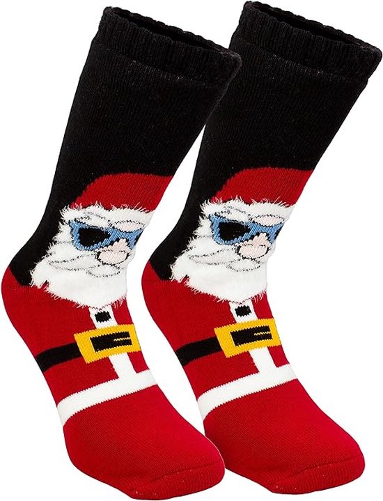 BRUBAKER Chaussettes de Noël chaudes pour femmes et hommes - Chaussettes d'hiver cool du Père Noël - Chaussettes épaisses en ABS Chaussettes de Noël antidérapantes - Taille unique (EU 40-45)