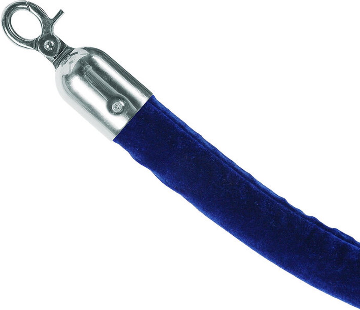 Blauw Velours Koord met Chromen Clips - Syna BSRRPCHRBLUE