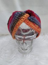 Handgemaakte haarband / hoofdband / oorwarmer in rood, geel, groen, oranje, blauw gehaakt
