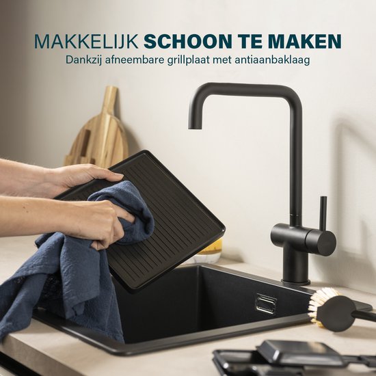 Princess Gourmetstel 162820 - Grill & Bakplaat - Omkeerbare plaat en Steengrill - 8 personen - 42 x 21 cm - 2 meter snoer - Regelbare thermostaat - 1400W - 8 pannetjes — afbeelding 2