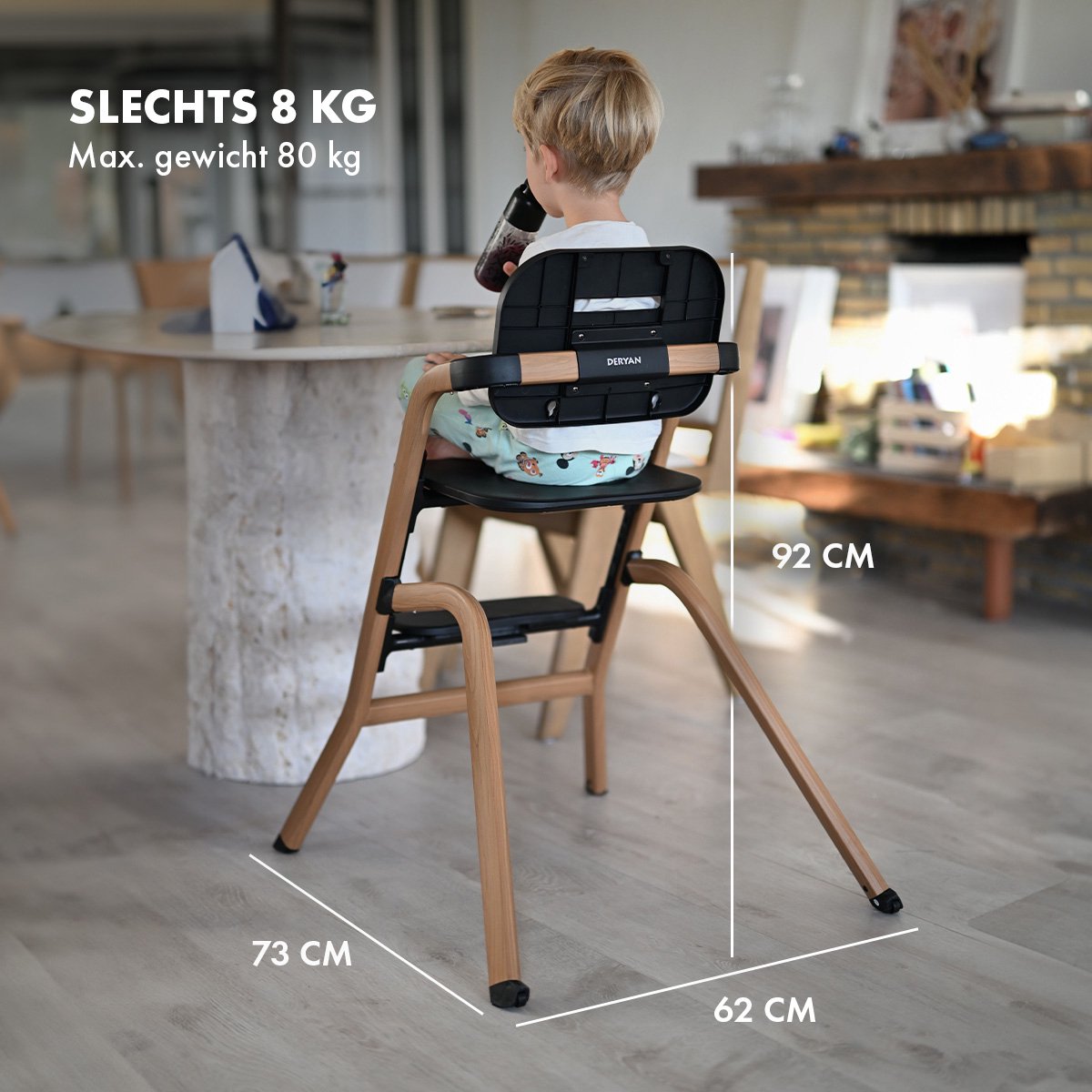 Deryan Curve Luxe Kinderstoel - Houtlook