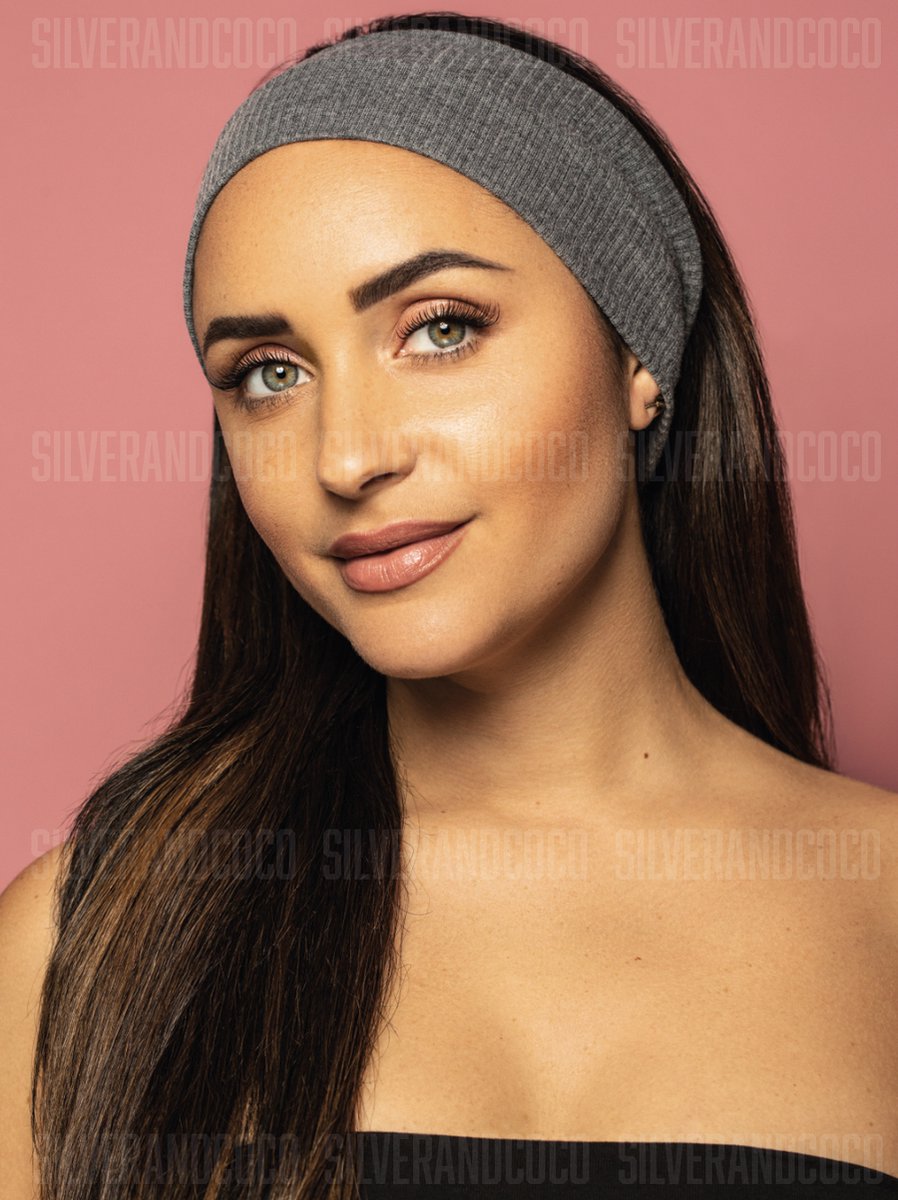SilverAndCoco® - Grijze Brede Haarband Festival Dikke Normale Stoffen Hoofdband Hardlopen / Sport Yoga Boho Diadeem Dames / Elastische Grijze Haarbanden Breed - Donker Grijs
