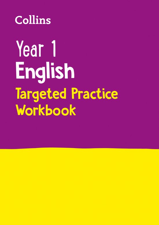 Collins Year 1 English Targeted Practice Workbook, paars en geel.