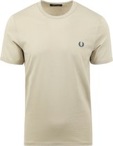 SINGLES DAY! Fred Perry - T-Shirt Ringer M3519 Lichtbeige - Heren - Maat M - Modern-fit
