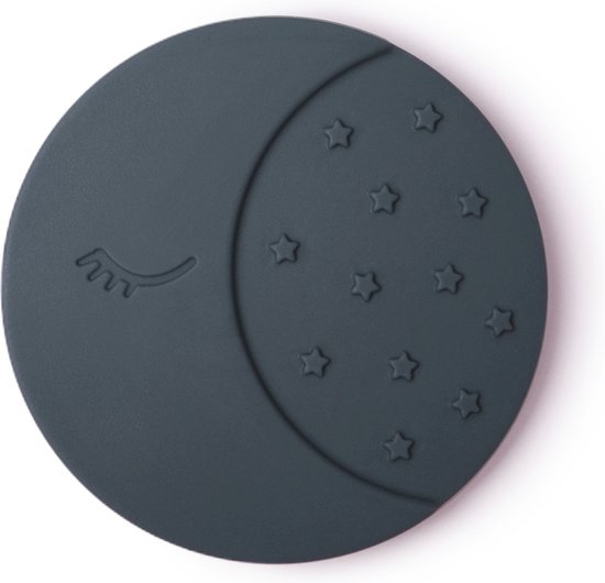 Mushie bijtring maan blauw - BijtringenKraamcadeau - 100% food grade siliconen- BPA-vrij- ftalaatvrij - Ø 8 centimeter
