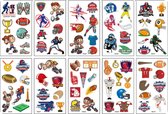 American Football Tattoos - Set van 10 Vellen - Tijdelijke Tattoos - Plak Tattoos - Voor Jongens en Meisjes - Tattoos voor Kinderen - Neptattoo - Fake Tattoo - Temporary Tattoo - Sport - Teamsport - Sporten