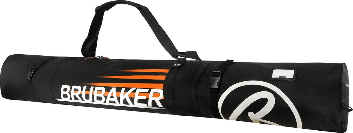 BRUBAKER Carver Champion - Skitas - Voor 1 paar Ski's & Stokken - Gevoerd - Zware Kwaliteit - Scheurvast - Skihoes - Verstelbare draag/schouderbanden - 170 cm - Zwart/Oranje