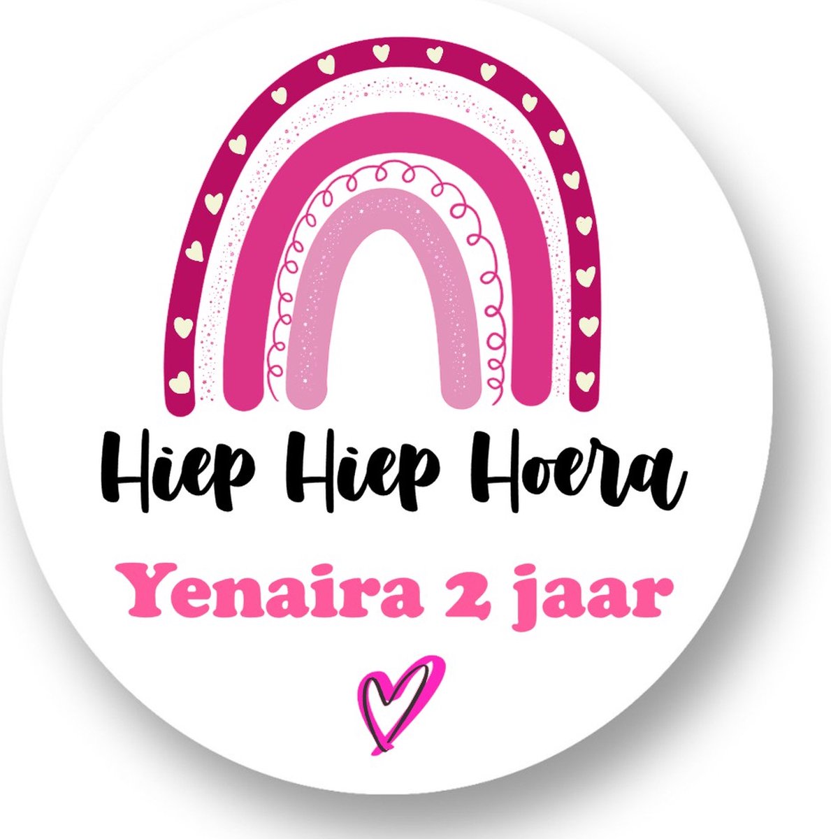 20x Regenboog Roze stickers met naam - Rainbow Pink - Verjaardag stickers - Meisjes - Gepersonaliseerd - Sluitstickers - Kinderfeest Traktatie - Uitdelen - Uitdeeltraktatie - Wensetiket - Rond - 40mm - Glossy sticker