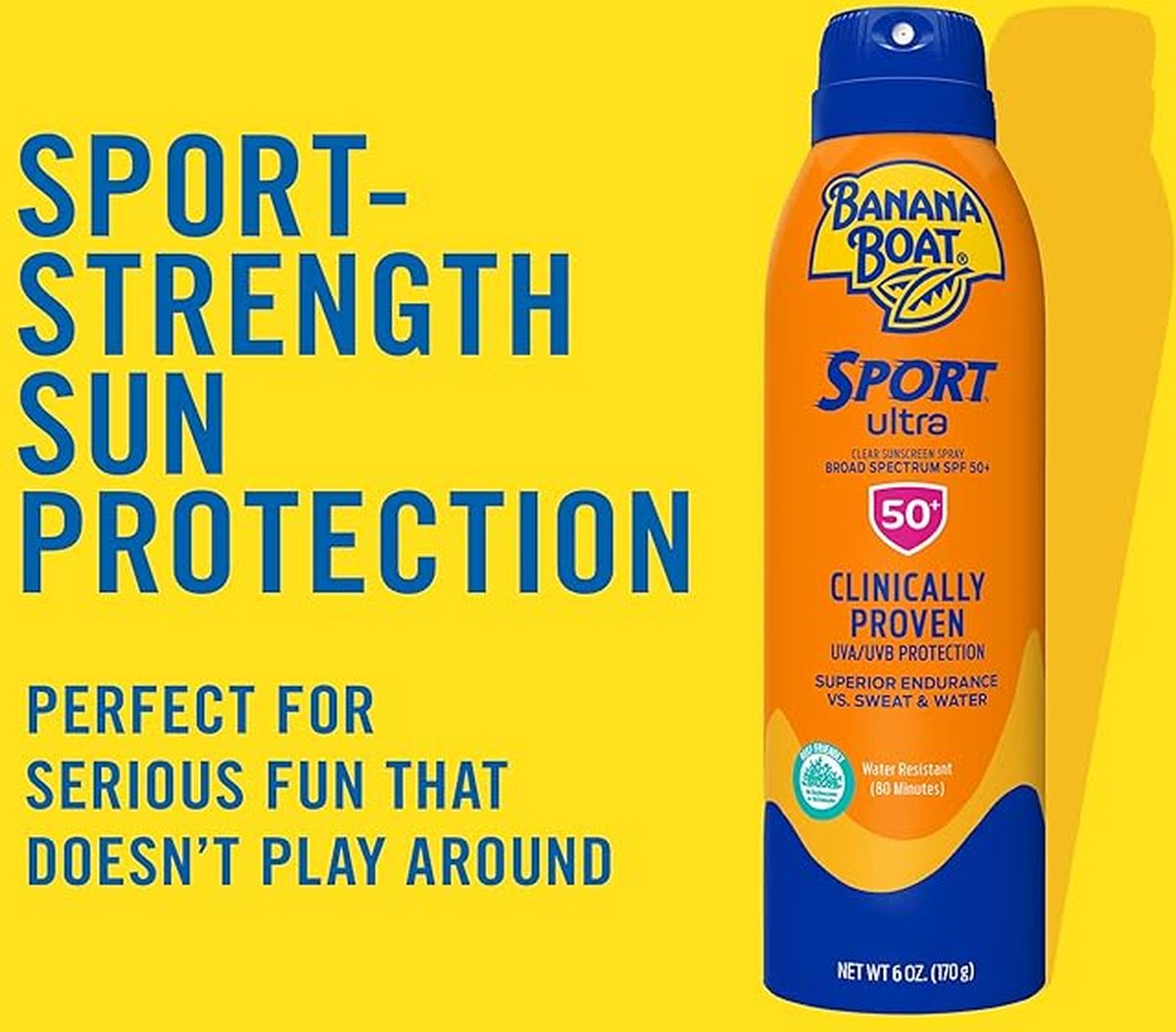 BANANA BOAT SPORT - Zonnebrandcrème SPF 50 - 170g, waterbestendig, sport