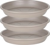 Juypal Plantenschotel - 3x - taupe - kunststof - Dia 15 cm - onderschotel/opvangschaal