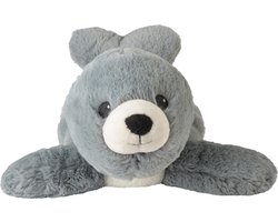 Warmies warmte/magnetron knuffel zeehond - grijs - 37 cm - pittenzak - opwarm knuffel