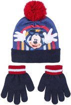 Disney Mickey Mouse 2-delig winterset - muts/handschoenen - blauw - voor kinderen