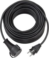 Kwaliteits rubberen verlengsnoer (5m kabel, voor kortstondig buitengebruik IP44) zwart