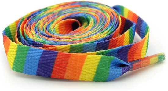 1 paar veters multicolor regenboog rainbow 110 cm