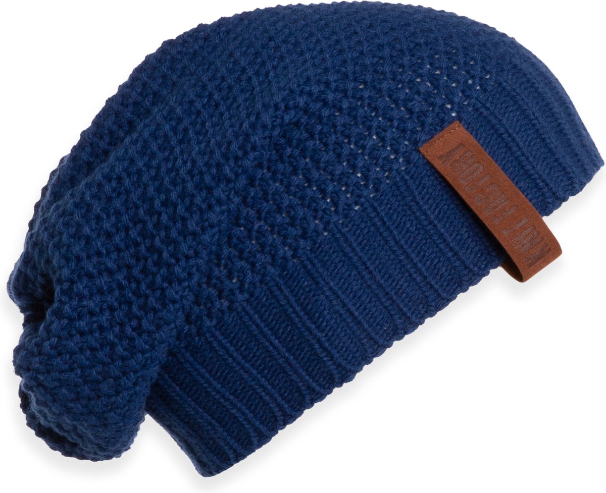 Knit Factory Coco Gebreide Muts Heren & Dames - Sloppy Beanie hat - Kings Blue - Warme donkerblauwe Wintermuts - Unisex - One Size